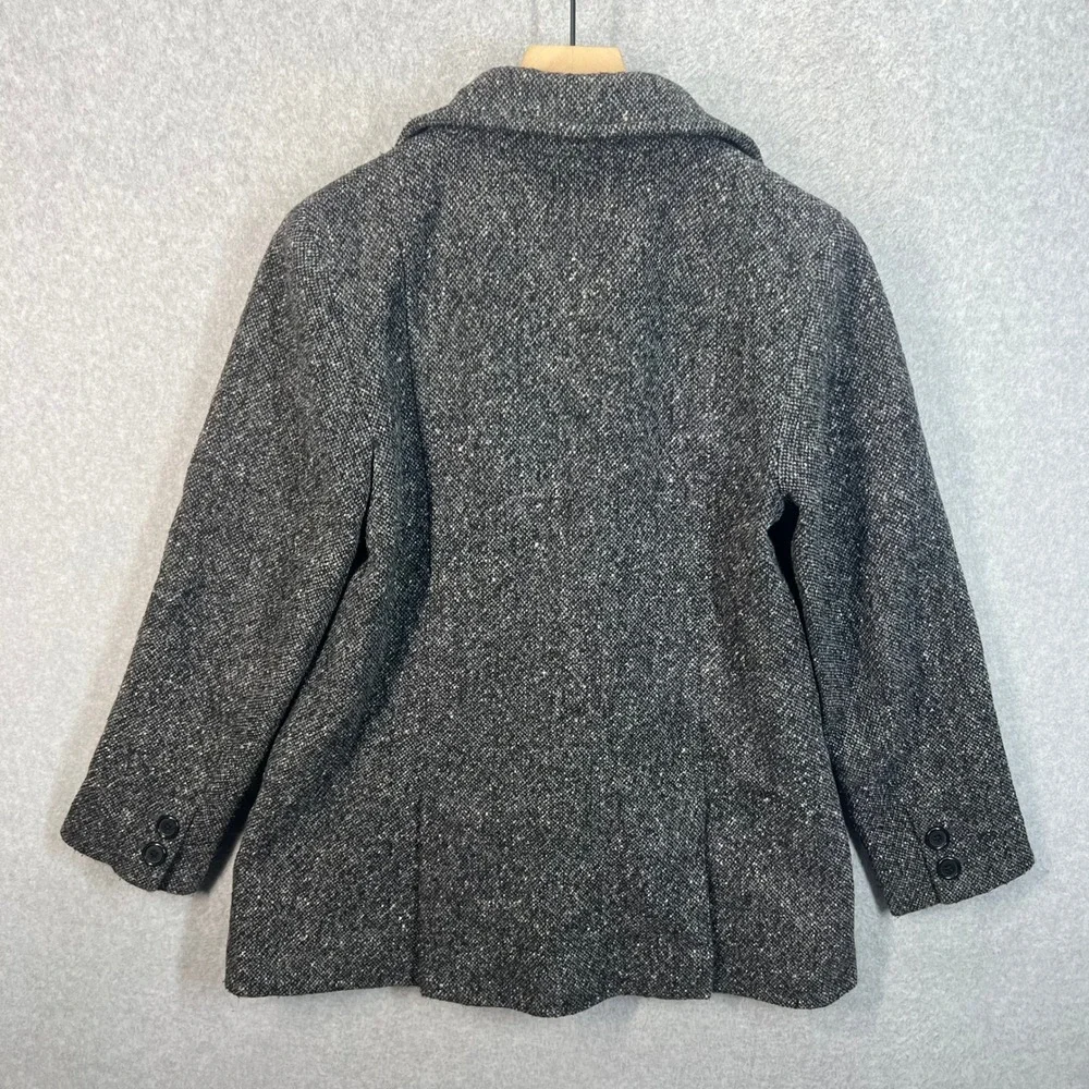 J.Crew Womens Wool Blend Tweed Peacoat Black White Salt and Pepper Large RN77388 - Picture 4 of 8